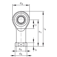 桿端軸承 GIKSR5-PS, 根據(jù) DIN ISO 12 240-4 標(biāo)準(zhǔn)，特種鋼材料，帶右旋內(nèi)螺紋，免維護(hù)