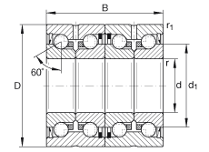 推力角接觸球軸承 ZKLN3572-2RS-2AP, 配對，雙向，兩側(cè)唇密封