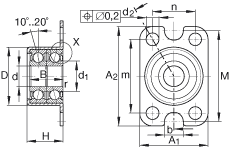 角接觸球軸承單元 ZKLR0624-2Z, 雙向，螺釘安裝，兩側(cè)間隙密封