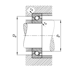 推力角接觸球軸承 BSB040090-T, 單向，接觸角 α = 60°，限制公差