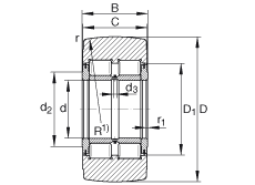 支撐型滾輪 NNTR65X160X75-2ZL, 滿裝滾子，軸向引導(dǎo)，兩側(cè)唇密封