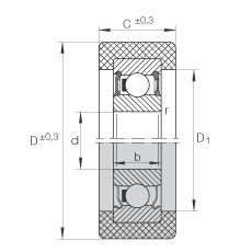 滾輪 KLRZ12X41X16-2RSR, 帶塑料箍，兩側(cè)密封