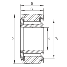 支撐型滾輪 NATV30-PP, 滿(mǎn)裝滾針，軸向引導(dǎo)，兩側(cè)用推力滑動(dòng)墊圈