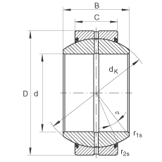 關節(jié)軸承 GE20-FO-2RS, 根據(jù) DIN ISO 12 240-1 標準, 需維護，兩側唇密封