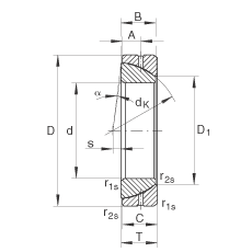 角接觸關(guān)節(jié)軸承 GE70-SX, 根據(jù) DIN ISO 12 240-2 標(biāo)準(zhǔn)，需維護(hù)