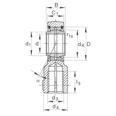 液壓桿端軸承 GIHNRK25-LO, 根據(jù) DIN ISO 12 240-4 標(biāo)準(zhǔn)，帶右旋螺紋夾緊裝置，需維護(hù)