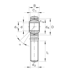 桿端軸承 GAKL30-PB, 根據(jù) DIN ISO 12 240-4 標準，帶左旋外螺紋，需維護