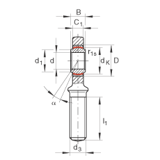 桿端軸承 GAR70-UK-2RS, 根據(jù) DIN ISO 12 240-4 標準，帶右旋外螺紋，免維護，兩側唇密封