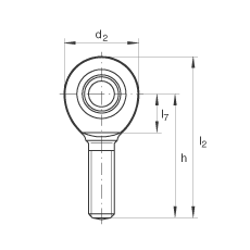 桿端軸承 GAR70-UK-2RS, 根據(jù) DIN ISO 12 240-4 標準，帶右旋外螺紋，免維護，兩側唇密封