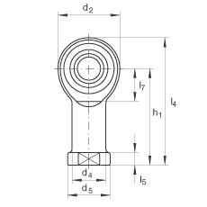 桿端軸承 GIKPR12-PW, 根據(jù) DIN ISO 12 240-4 標(biāo)準(zhǔn)，帶右旋小螺距內(nèi)螺紋，需維護(hù)