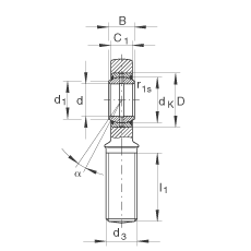 桿端軸承 GAR8-DO, 根據(jù) DIN ISO 12 240-4 標(biāo)準(zhǔn)，帶右旋外螺紋，需維護(hù)