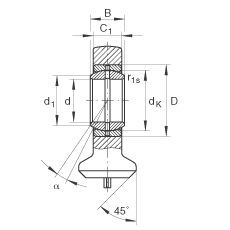 液壓桿端軸承 GK45-DO, 根據(jù) DIN ISO 12 240 標(biāo)準(zhǔn)，帶焊接面，需維護(hù)
