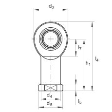 桿端軸承 GIR8-UK, 根據(jù) DIN ISO 12 240-4 標準，帶右旋內(nèi)螺紋，免維護