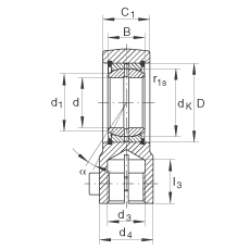 液壓桿端軸承 GIHRK25-DO, 根據(jù) DIN ISO 12 240-4 標(biāo)準(zhǔn)，帶右旋螺紋夾緊裝置，需維護(hù)