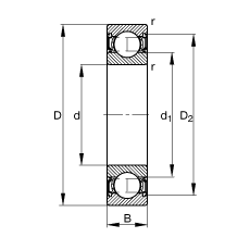 深溝球軸承 61817-2RSR-Y, 根據(jù) DIN 625-1 標(biāo)準(zhǔn)的主要尺寸, 兩側(cè)唇密封