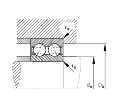 角接觸球軸承 3002-B-TVH, 雙列，接觸角 α = 25°