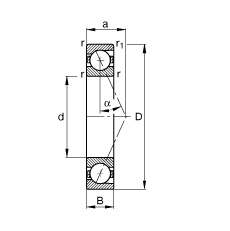 主軸軸承 B7000-E-T-P4S, 調(diào)節(jié)，成對或單元安裝，接觸角 α = 25°，限制公差