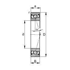 主軸軸承 HSS7009-C-T-P4S, 調(diào)節(jié)，成對安裝，接觸角 α = 15°，兩側(cè)唇密封，非接觸，加嚴(yán)公差