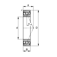 主軸軸承 HSS7009-E-T-P4S, 調(diào)節(jié)，成對(duì)安裝，接觸角 α = 25°，兩側(cè)唇密封，非接觸，限制公差