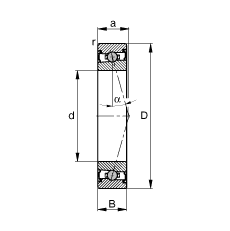 主軸軸承 HCS71918-C-T-P4S, 調(diào)節(jié)，成對安裝，接觸角 α = 15°，兩側(cè)唇密封，非接觸，限制公差