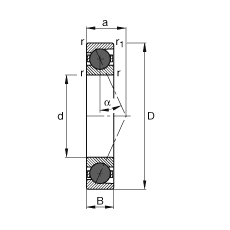 主軸軸承 HCB71918-E-T-P4S, 調(diào)節(jié)，成對或單元安裝，接觸角 α = 25°，陶瓷球，限制公差