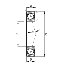 主軸軸承 B7000-C-2RSD-T-P4S, 調(diào)節(jié)，成對安裝，接觸角 α = 15°，兩側(cè)唇密封，非接觸，加嚴公差
