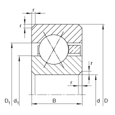 薄截面軸承 CSXF110, 四點接觸球軸承，類型X，運行溫度 -54°C 到 +120°C